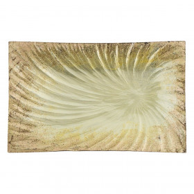 Χριστουγεννιάτικη Διακοσμητική Πιατέλα Παραλληλόγραμμη Γυάλινη Χρυσή Glitter 41x25.5x3.5cm