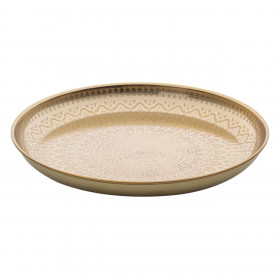 Διακοσμητική Μεταλλική Πιατέλα Χρυσή Σχέδιο Mandala 30cm