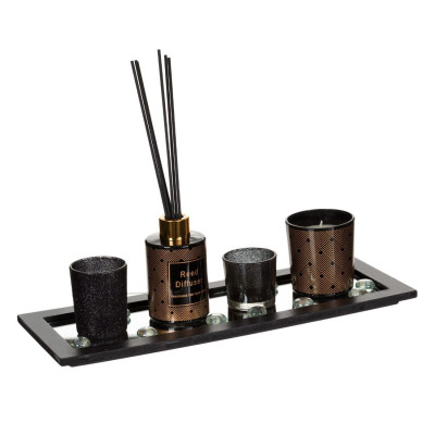 Σετ Βάση Καθρέφτης για Αρωματικό Λάδι με Κεριά &amp Sticks 37.5x14cm