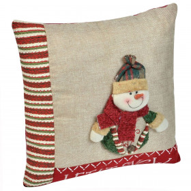 Μαξιλάρι Χριστουγεννιάτικης Διακόσμησης Μπεζ Κόκκινο Ριγέ Χιονάνθρωπος 35x35cm Μαξιλάρι Χριστουγεννιάτικης Διακόσμησης Μπεζ Κόκκινο Ριγέ Χιονάνθρωπος 35x35cm