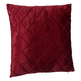 Μαξιλάρι Χειμερινής Διακόσμησης Μπορντό Velvet με Ανάγλυφους Ρόμβους 45x45cm