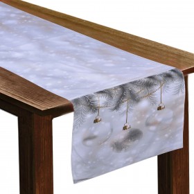 Χριστουγεννιάτικο Διακοσμητικό Runner Γκρι Μπάλες 150x33cm