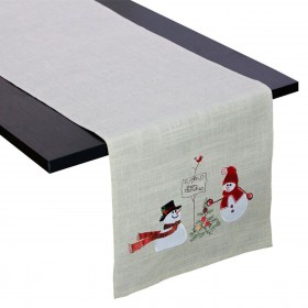 Χριστουγεννιάτικο Διακοσμητικό Runner Εκρού Χιονάνθρωπος 150x33cm
