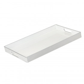 Δίσκος Σερβιρίσματος Λευκό Ασημί με Χερούλια 40x26x3.5 cm