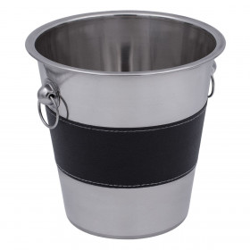 Σαμπανιέρα Μεταλλική με Μαύρο Δερματίνη &amp Χερούλια Κρίκους 22x21cm