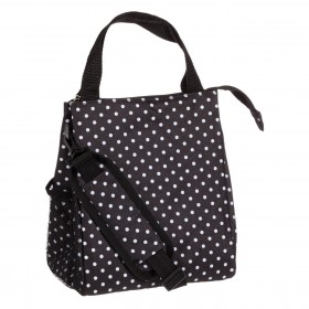 Ισοθερμική Τσάντα Ορθογώνια Μαύρη Πουά με Φερμουάρ 21x16x24 cm