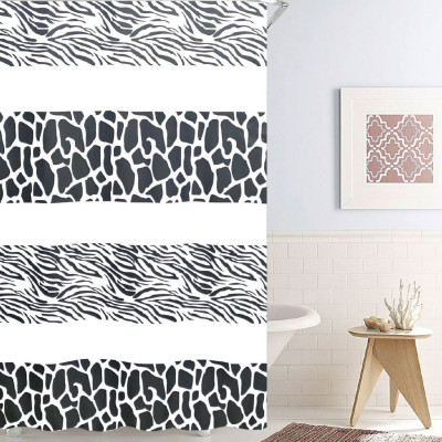 Κουρτίνα Μπάνιου Animal Print Μαύρο Λευκό 180x180cm