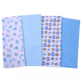 Πάνα Φανέλα Βαμβακερή Σιέλ Μπλε 80x80 cm - 4 τμχ.