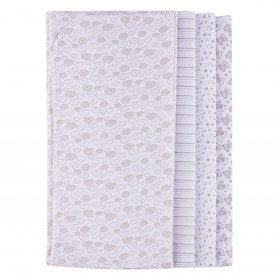 Πάνες Φανέλα Βαμβακερές Λευκές Σχέδια Αρκουδάκα Αστέρια Σύννεφα Ριγέ 80x80 cm - 4 τμχ. 