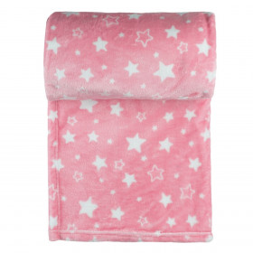 Κουβέρτα Βρεφική Βελουτέ Ροζ Λευκά Αστέρια 100x140 cm Κουβέρτα Βρεφική Βελουτέ Ροζ Λευκά Αστέρια 100x140 cm
