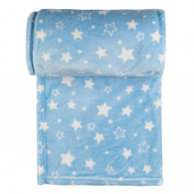 Κουβέρτα Βρεφική Βελουτέ Σιέλ Λευκά Αστέρια 100x140 cm Κουβέρτα Βρεφική Βελουτέ Σιέλ Λευκά Αστέρια 100x140 cm