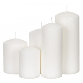 Σετ Κεριά Κολώνα Λευκά - 5 τμχ.