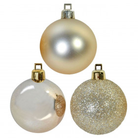 Σετ Χριστουγεννιάτικες Μπάλες Σαμπανί Ματ Γυαλιστερές Glitter 7 cm - 12 τμχ.