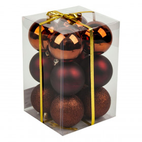Σετ Χριστουγεννιάτικες Μπάλες Καφέ Ματ Γυαλιστερές Glitter 8 cm - 12 τμχ.