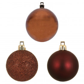 Σετ Χριστουγεννιάτικες Μπάλες Καφέ Μπρονζέ Ματ Glitter 10 cm - 6 τμχ.