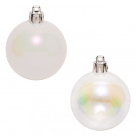 Σετ Χριστουγεννιάτικες Μπάλες Διάφανες Λευκές Ιριδίζουσες 8 cm - 12 τμχ.