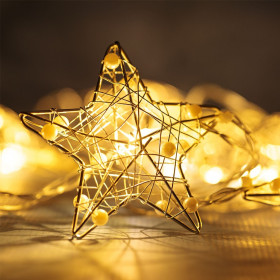 8 Χριστουγεννιάτικα Διακοσμητικά Λαμπάκια LED Αστέρια Λευκή Πέρλα Μπαταρίας 1.7 m - Θερμό Λευκό