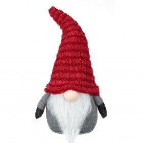 Χριστουγεννιάτικη Διακοσμητική Φιγούρα Άγιος Βασίλης Gnome Γκρι Κόκκινο Σκουφί 37cm