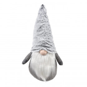 Χριστουγεννιάτικη Διακοσμητική Φιγούρα Άγιος Βασίλης Gnome Γκρι Σκουφί Γούνα 39cm