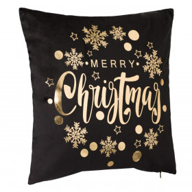 Μαξιλάρι Χριστουγεννιάτικης Διακόσμησης Μαύρο Velvet Χρυσό Foil &quotMerry Christmas&quot 43x43cm