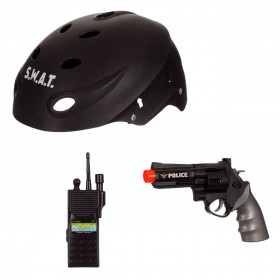 Κράνος SWAT Μαύρο με Περίστροφο &amp Ασύρματο