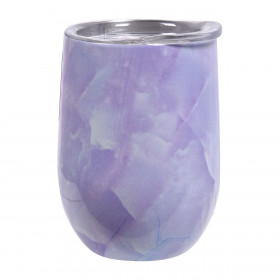 Ποτήρι Θερμός Μεταλλικό Λιλά Marble Διάφανο Καπάκι 350ml