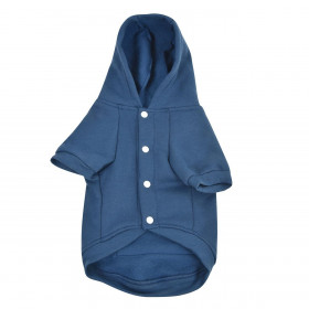 Φούτερ Κατοικιδίου Μπλε Σκούρο με Μανίκια Κουκούλα Τσέπη & Κουμπιά Φούτερ Κατοικιδίου Μπλε Σκούρο με Μανίκια Κουκούλα Τσέπη & Κουμπιά
