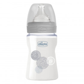 Μπιμπερό με Θηλή Σιλικόνης CHICCO Γυάλινο Διάφανο 150 ml