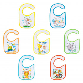 Σαλιάρες για Νεογέννητο Χρωματιστές Ημέρες Εβδομάδας με Ζωάκια - 7 τμχ.