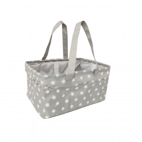 Καλάθι Αποθήκευσης Βρεφικών Καλλυντικών Γκρι με Αστέρια 33x23x18 cm
