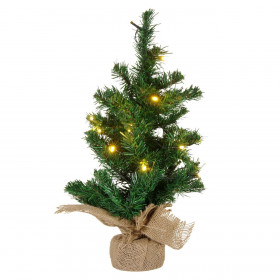 Χριστουγεννιάτικο Διακοσμητικό Επιτραπέζιο Έλατο Μπαταρίας 20 LED &amp Βάση Λινάτσα - 45 cm
