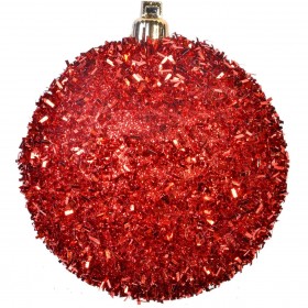 Σετ Χριστουγεννιάτικες Μπάλες Κόκκινες Tinsel 8 cm - 6 τμχ.