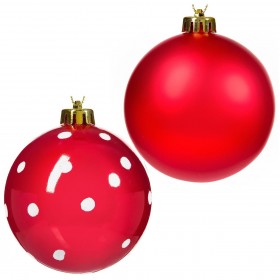 Σετ Χριστουγεννιάτικες Μπάλες Κόκκινες Ματ Πουά 6 cm - 12 τμχ.