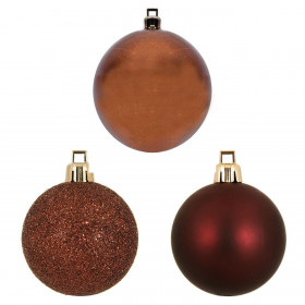 Σετ Χριστουγεννιάτικες Μπάλες Καφέ Μπρονζέ Ματ Glitter 7 cm - 12 τμχ.