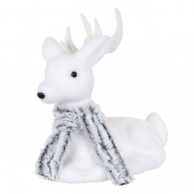 Χριστουγεννιάτικη Διακοσμητική Φιγούρα Αφρώδης Τάρανδος Καθιστός Γκρι Γούνινο Κασκόλ 21 cm Χριστουγεννιάτικη Διακοσμητική Φιγούρα Αφρώδης Τάρανδος Καθιστός Γκρι Γούνινο Κασκόλ 21 cm