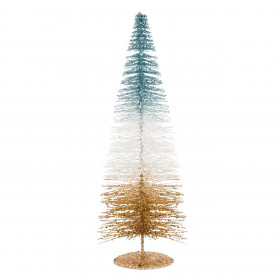 Χριστουγεννιάτικο Διακοσμητικό Μεταλλικό Δέντρο Λευκό Σαμπανί Γκρι Glitter 40 cm