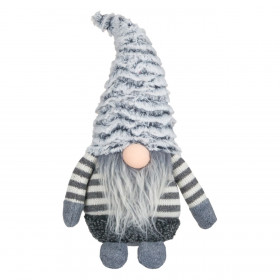 Χριστουγεννιάτικη Διακοσμητική Φιγούρα Άγιος Βασίλης Gnome Γκρι Σκουφί 32 cm