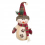 Χριστουγεννιάτικη Διακοσμητική Φιγούρα Χιονάνθρωπος Εκρού Φορεσιά Καρό Σκουφί 35 cm