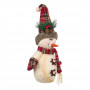 Χριστουγεννιάτικη Διακοσμητική Φιγούρα Χιονάνθρωπος Εκρού Φορεσιά Καρό Σκουφί 35 cm