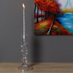 Κηροπήγιο Διακοσμητικό Γυάλινο Διάφανο 3 Δαχτυλίδια 10x25cm