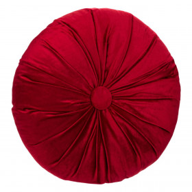 Μαξιλάρι Χειμερινής Διακόσμησης Velvet με Κουμπί Μπορντό 40x10cm