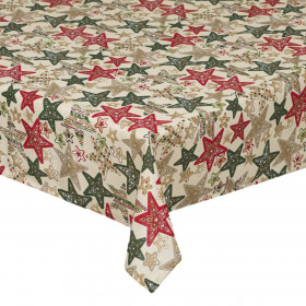 Χριστουγεννιάτικο Διακοσμητικό Τραπεζομάντιλο Εκρού Αστέρια 240x140cm