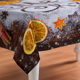 Χριστουγεννιάτικο Διακοσμητικό Τραπεζομάντηλο Μήνυμα &quotMerry Christmas&quot Άχνη 180x140cm