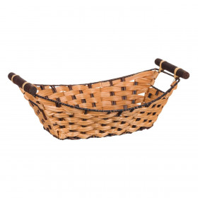 Καλάθι Διακοσμητικό Πλαστικό με Ξύλινα Χερούλια Καφέ 38x25x13 cm