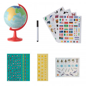 Σετ Υδρόγειο Σφαίρα Περιστρεφόμενη με Αυτοκόλλητα &amp Μαρκαδόρο 14.2 cm