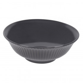 Μπολ Σερβιρίσματος Κεραμικό Γκρι Glaze με Ανάγλυφες Γραμμμές 1.65lt