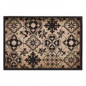 Δίσκος Σερβιρίσματος Ξύλινος Μαύρα Σχέδια 41x28x3.5 cm