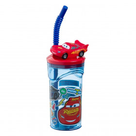 Ποτήρι Πλαστικό με Καλαμάκι 3D CARS 360 ml