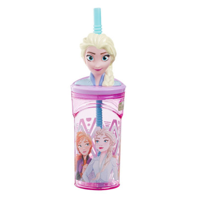 Ποτήρι Πλαστικό με Καλαμάκι 3D FROZEN 360 ml