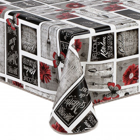 Τραπεζομάντηλο Πλαστικοποιημένο Γκρι Μαύρο Bistro 180x140 cm